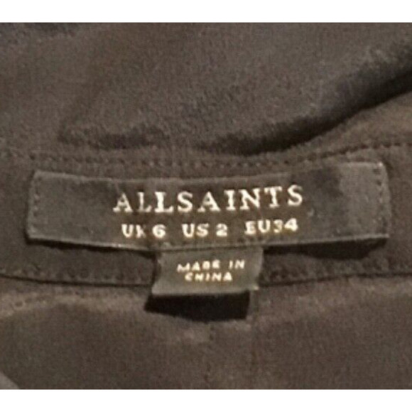 All Saints Black Silk Chiffon Sleeveless Knee Length Dress Women’s Size 2 - Picture 2 of 3